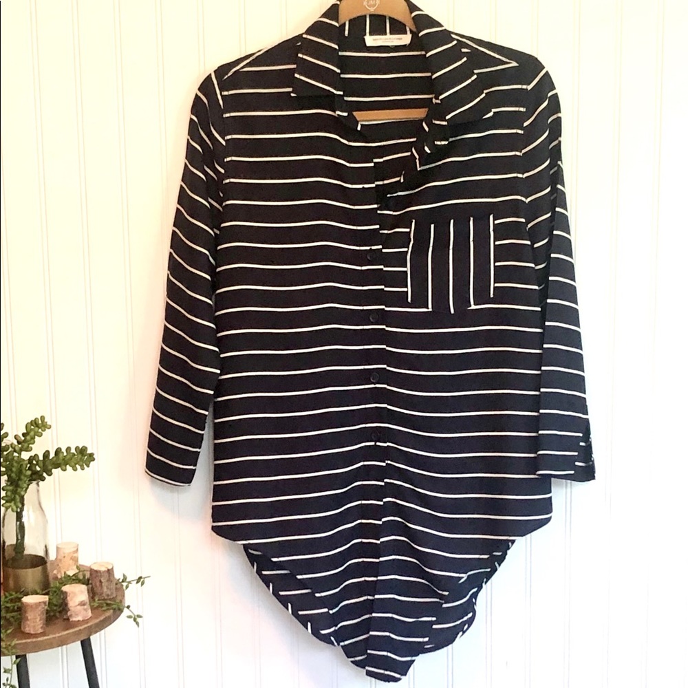 BeachLunchLounge Navy and White Stripped Shirt
